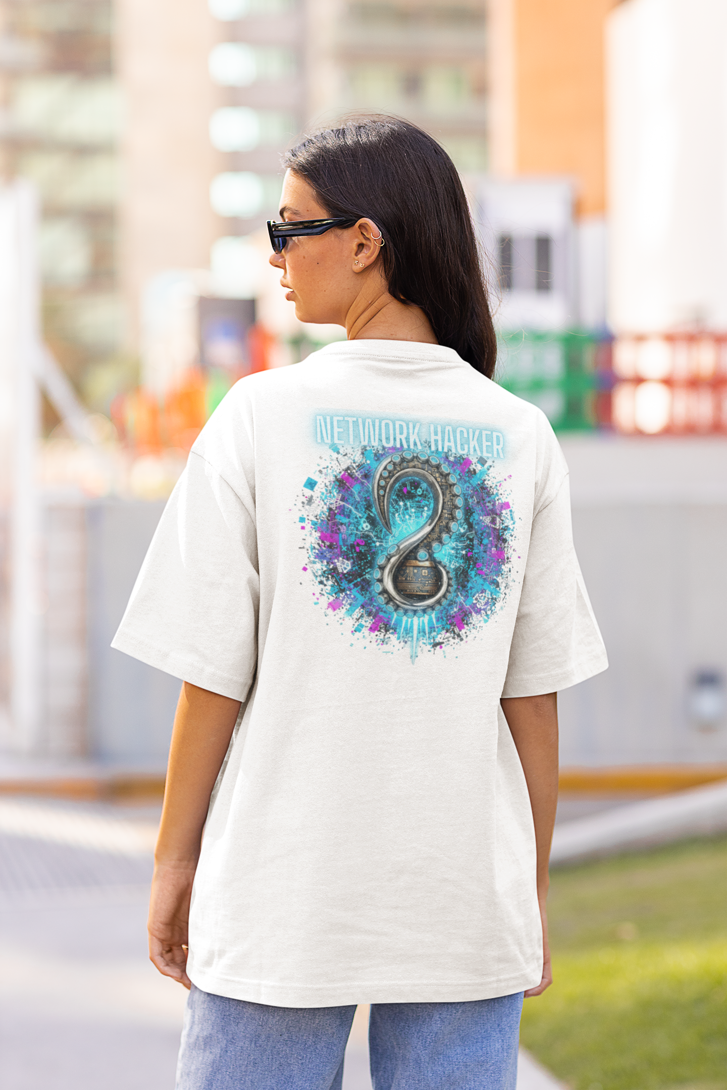 NETWORK HACKER Streetwear Backprint - Freestyler Bio Oversized Unisex T-Shirt Erwachsenen SH