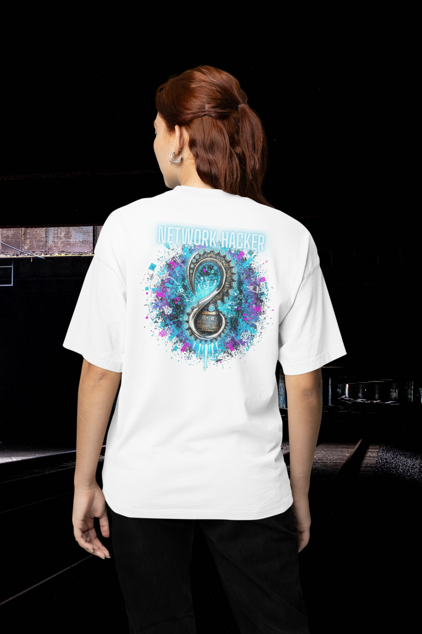 NETWORK HACKER Streetwear Backprint - Freestyler Bio Oversized Unisex T-Shirt Erwachsenen SH