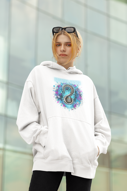 NETWORK HACKER Streetwear Estampado Frontal - Sudadera con capucha unisex extragrande orgánica Slammer para adultos SH - Sudadera con capucha unisex extragrande orgánica 2.0