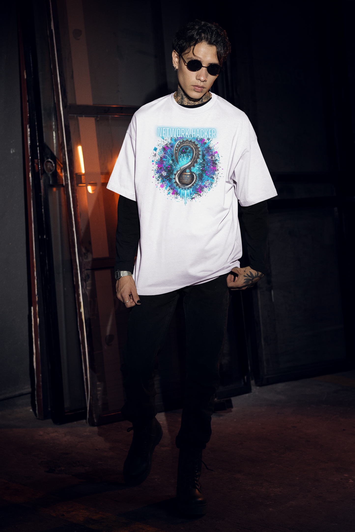 NETWORK HACKER Streetwear Frontprint - Freestyler Bio Oversized Unisex T-Shirt Erwachsenen SH