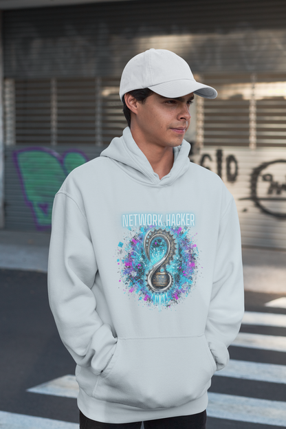 NETWORK HACKER Streetwear Estampado Frontal - Sudadera con capucha unisex extragrande orgánica Slammer para adultos SH - Sudadera con capucha unisex extragrande orgánica 2.0