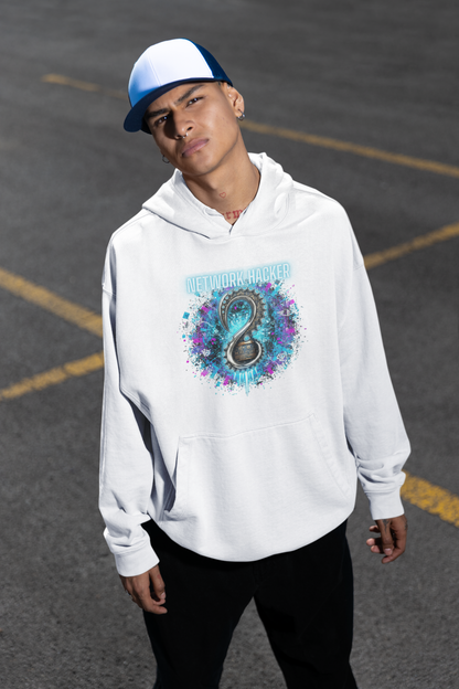 NETWORK HACKER Streetwear Estampado Frontal - Sudadera con capucha unisex extragrande orgánica Slammer para adultos SH - Sudadera con capucha unisex extragrande orgánica 2.0