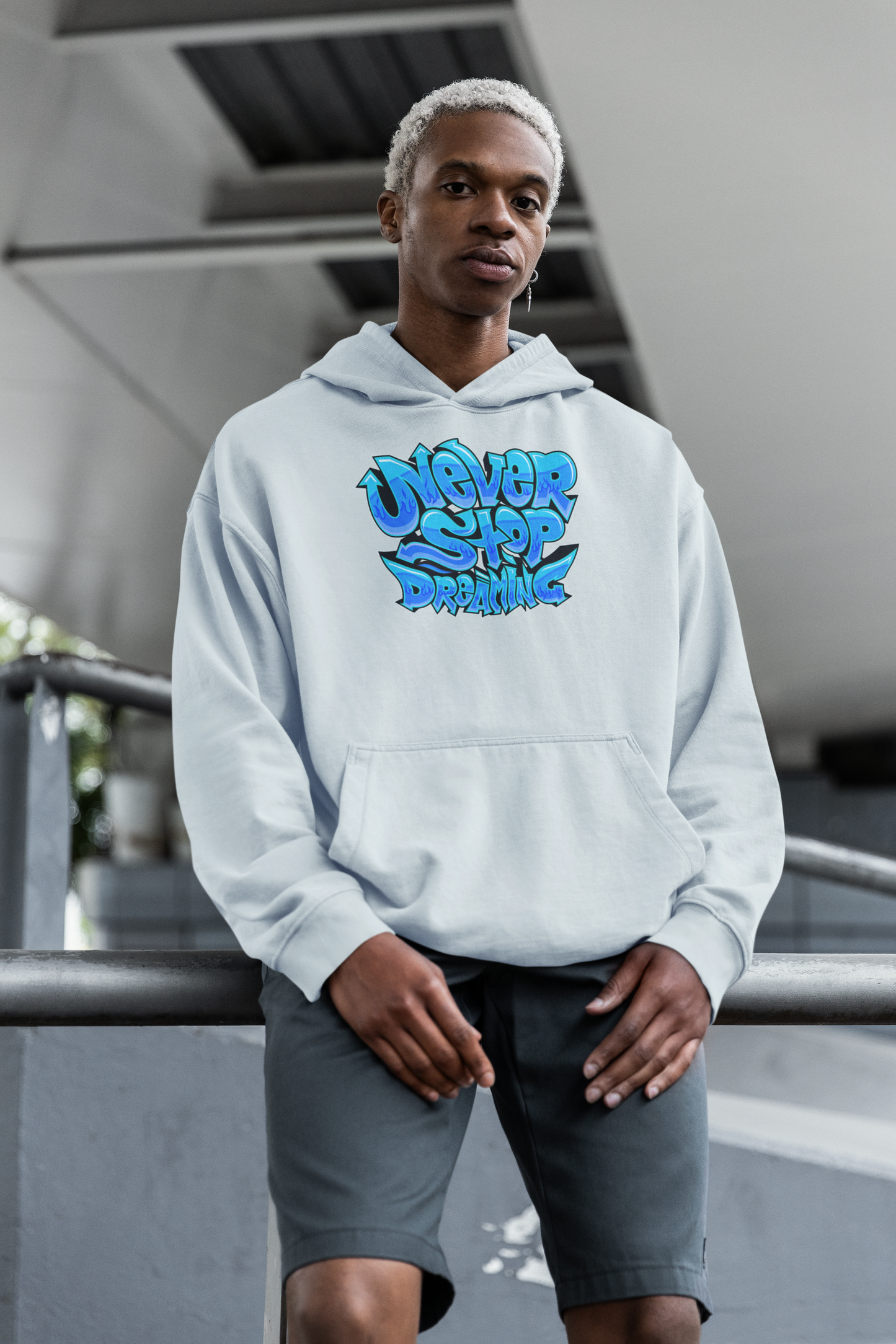 NUNCA DEJES DE SOÑAR Estampado frontal estilo streetwear - Sudadera con capucha unisex extragrande orgánica Slammer para adultos SH - Sudadera con capucha unisex extragrande orgánica 2.0