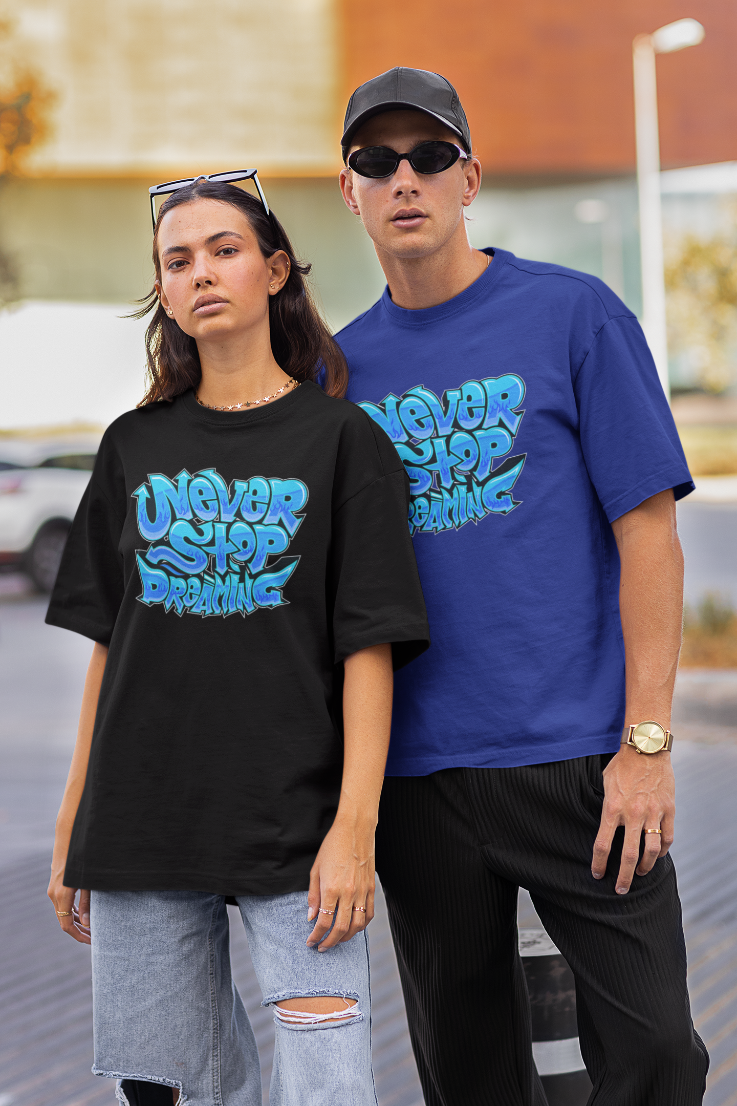 NEVER STOP DREAMING Streetwear Frontprint - Freestyler Bio Oversized Unisex T-Shirt Erwachsenen SH