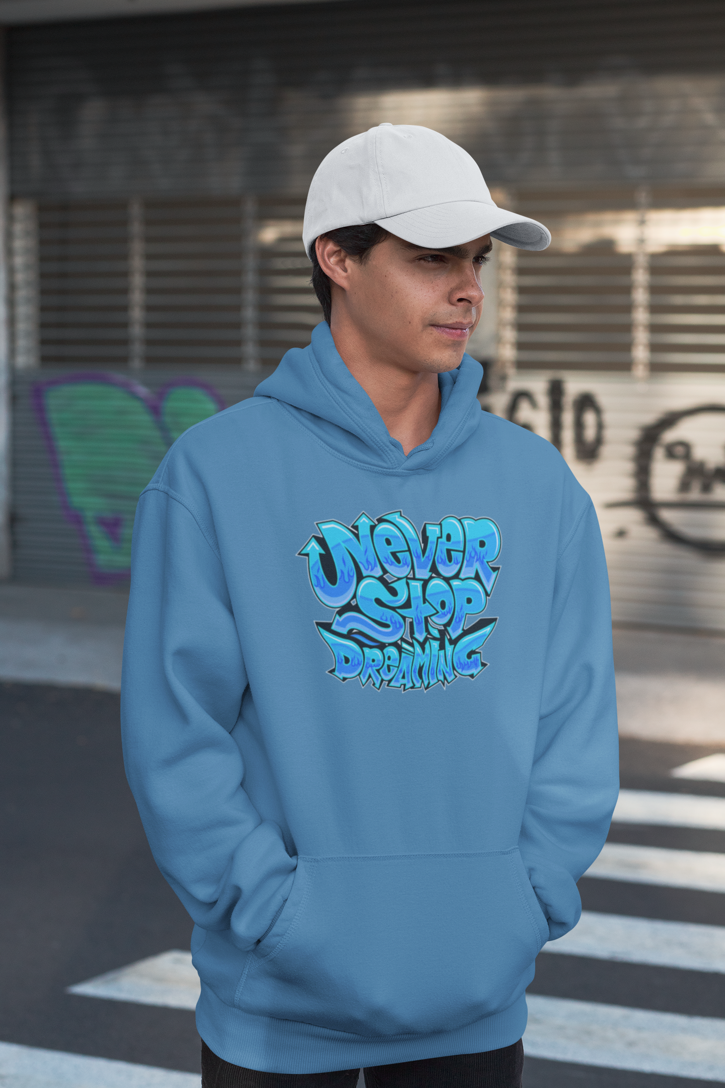 NUNCA DEJES DE SOÑAR Estampado frontal estilo streetwear - Sudadera con capucha unisex extragrande orgánica Slammer para adultos SH - Sudadera con capucha unisex extragrande orgánica 2.0
