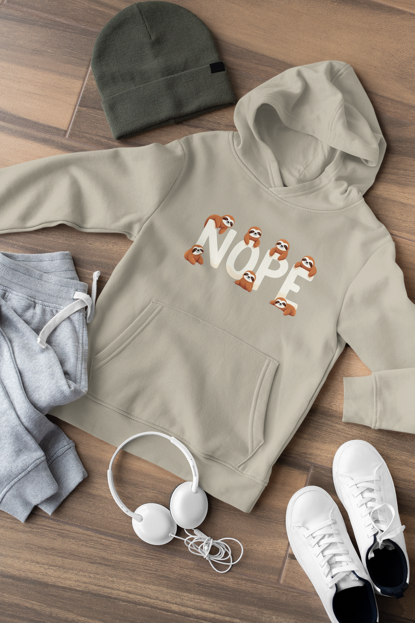 Hochwertiger Mittelschwerer Fleece-Hoodie für Jugendliche - NOPE Faultiere - Weltweit verfügbar - GL