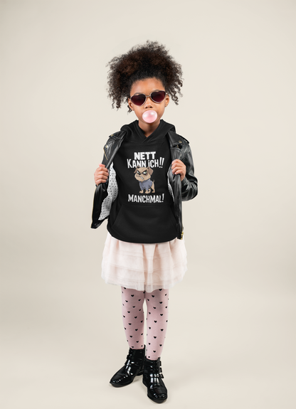 I can be nice! Sometimes! Comic cat or dog - Medium-weight fleece hoodie for teens - Available worldwide - GL