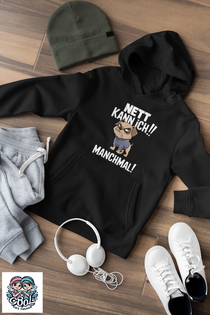 I can be nice! Sometimes! Comic cat or dog - Medium-weight fleece hoodie for teens - Available worldwide - GL