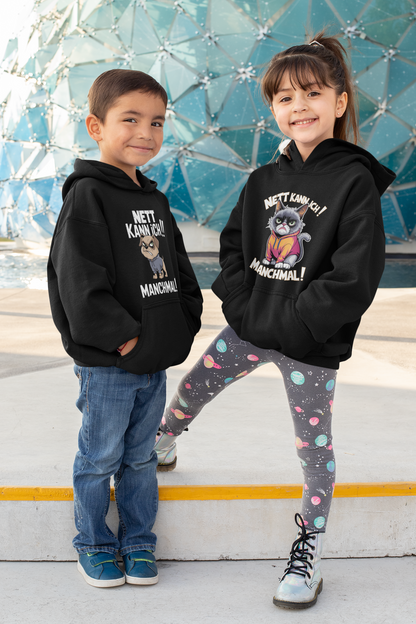 I can be nice! Sometimes! Comic cat or dog - Medium-weight fleece hoodie for teens - Available worldwide - GL