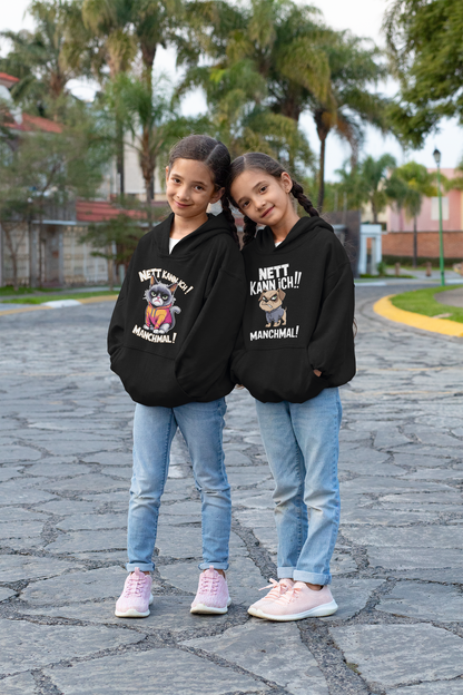 I can be nice! Sometimes! Comic cat or dog - Medium-weight fleece hoodie for teens - Available worldwide - GL
