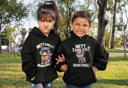 I can be nice! Sometimes! Comic cat or dog - Medium-weight fleece hoodie for teens - Available worldwide - GL