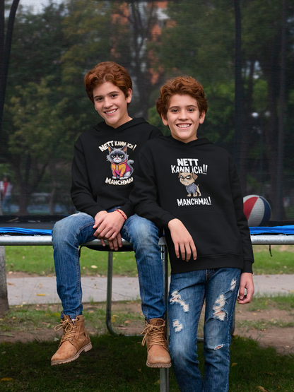 I can be nice! Sometimes! Comic cat or dog - Medium-weight fleece hoodie for teens - Available worldwide - GL