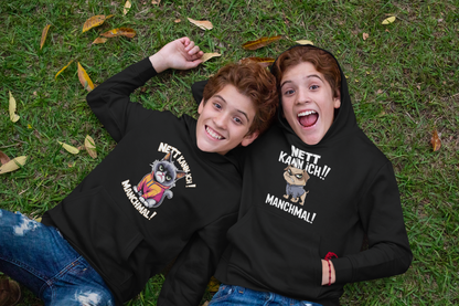 I can be nice! Sometimes! Comic cat or dog - Medium-weight fleece hoodie for teens - Available worldwide - GL