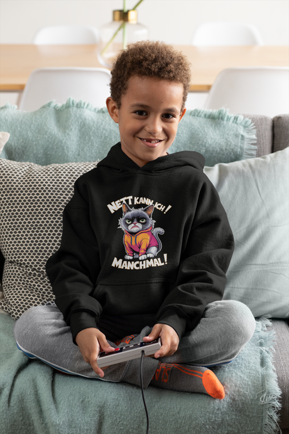 I can be nice! Sometimes! Comic cat or dog - Medium-weight fleece hoodie for teens - Available worldwide - GL