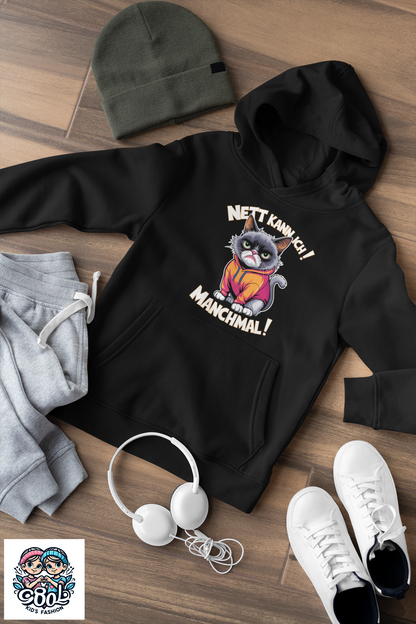 I can be nice! Sometimes! Comic cat or dog - Medium-weight fleece hoodie for teens - Available worldwide - GL