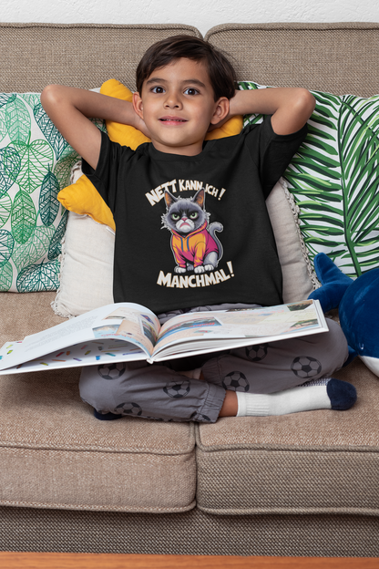 I can be nice! Sometimes! Comic Cat - Unisex Kids' Short-Sleeve T-Shirt Organic Cotton High-Quality Durable T-Shirt Kids BC SH
