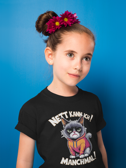 I can be nice! Sometimes! Comic Cat - Unisex Kids' Short-Sleeve T-Shirt Organic Cotton High-Quality Durable T-Shirt Kids BC SH