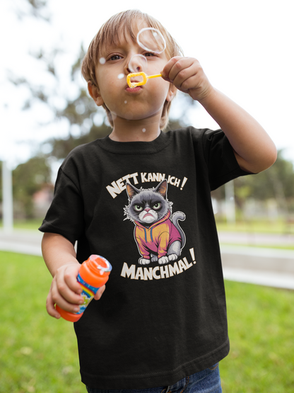 I can be nice! Sometimes! Comic Cat - Unisex Kids' Short-Sleeve T-Shirt Organic Cotton High-Quality Durable T-Shirt Kids BC SH