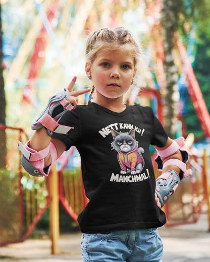 I can be nice! Sometimes! Comic Cat - Unisex Kids' Short-Sleeve T-Shirt Organic Cotton High-Quality Durable T-Shirt Kids BC SH