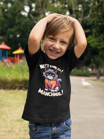 I can be nice! Sometimes! Comic Cat - Unisex Kids' Short-Sleeve T-Shirt Organic Cotton High-Quality Durable T-Shirt Kids BC SH