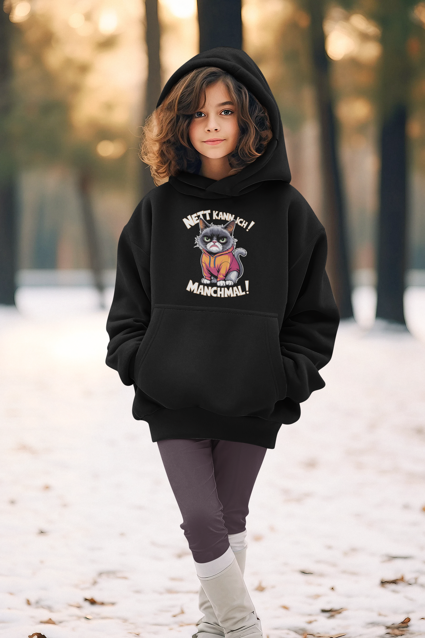 Nett kann ich! Manchmal! Comic Katze - Unisex Kinder Mini Cruiser Hoodie SH