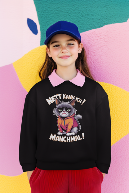 Nett kann ich! Manchmal! Comic Katze  - Unisex Kinder Mini Cruiser Hoodie SH