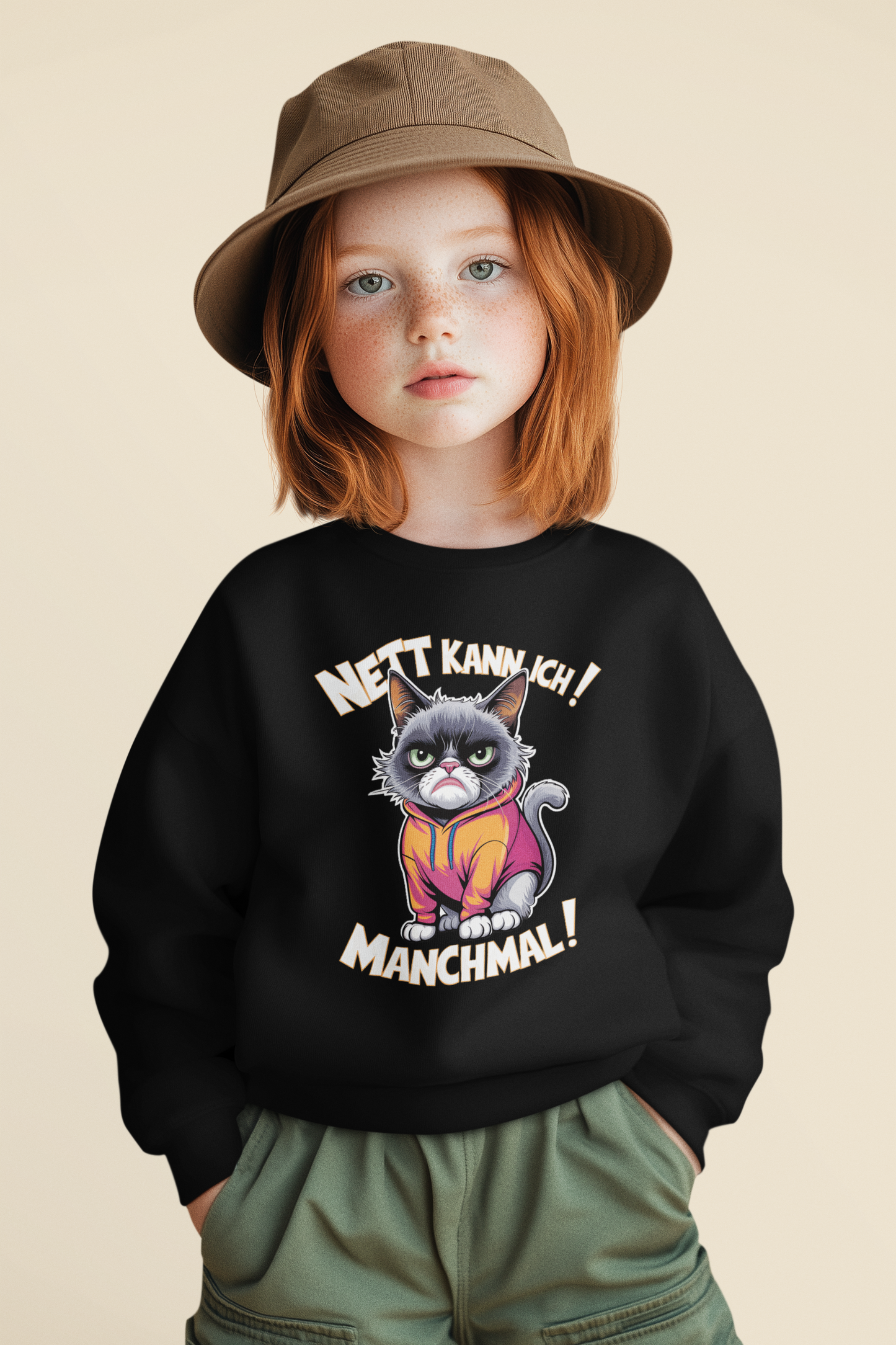 Nett kann ich! Manchmal! Comic Katze  - Unisex Kinder Mini Cruiser Hoodie SH