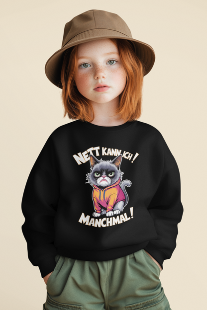 Nett kann ich! Manchmal! Comic Katze  - Unisex Kinder Mini Cruiser Hoodie SH