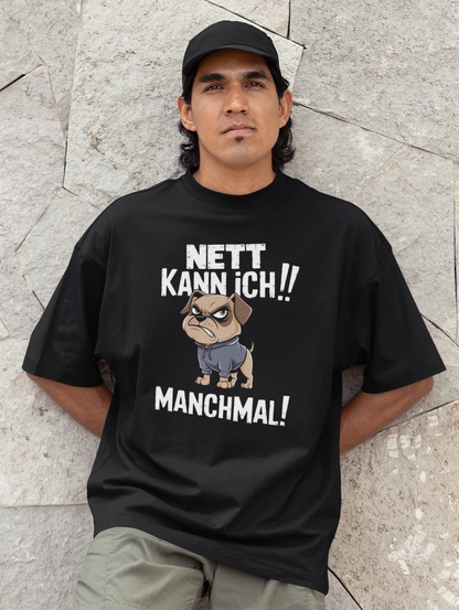 I can be nice! Sometimes! Comic Dog - Unisex Adult Freestyler Heavy Oversized Short Sleeve T-Shirt ST/St SH