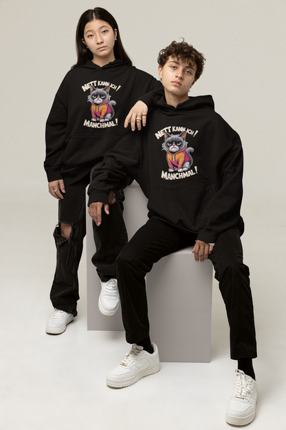 I can be nice! Sometimes! Comic Cat Slammer - Unisex Oversized Adult Organic Hoodie 2.0 SH