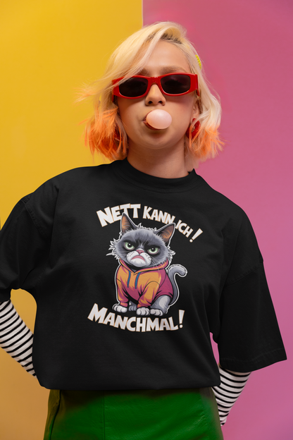 I can be nice! Sometimes! Comic Cat - Unisex Adult Freestyler Heavy Oversized Short Sleeve T-Shirt ST/St SH