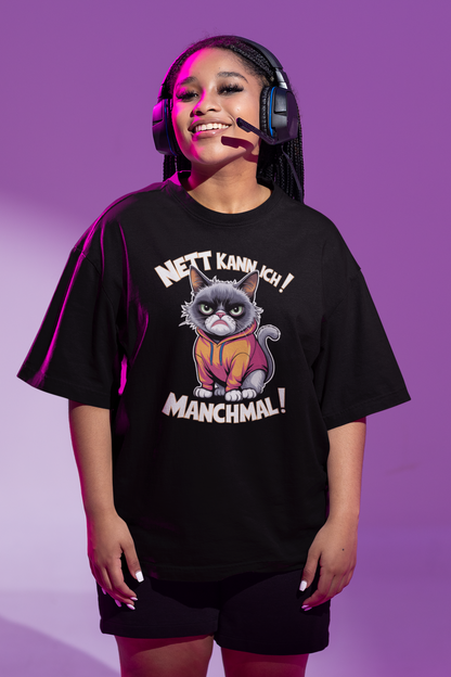 I can be nice! Sometimes! Comic Cat - Unisex Adult Freestyler Heavy Oversized Short Sleeve T-Shirt ST/St SH