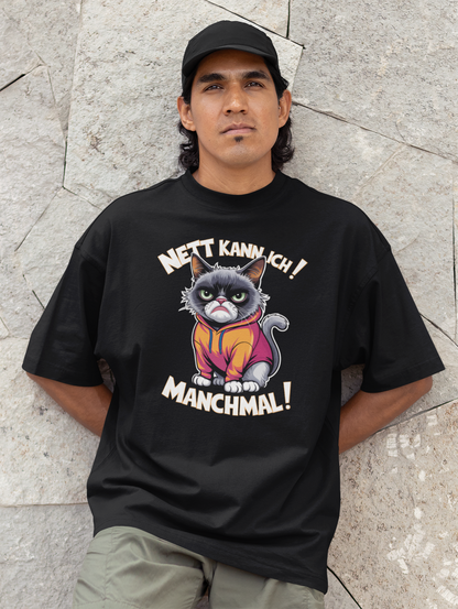 I can be nice! Sometimes! Comic Cat - Unisex Adult Freestyler Heavy Oversized Short Sleeve T-Shirt ST/St SH