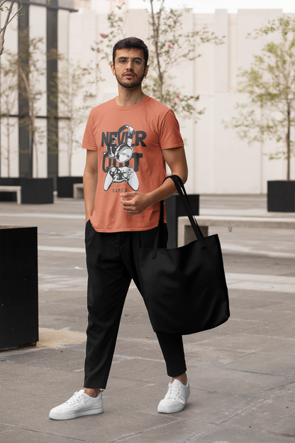 Never Quit Game on Playing Games Front - Unisex Erwachsenen Bio Baumwolle Kurzarm Shirt Creator T-Shirt 2.0 ST/ST SH