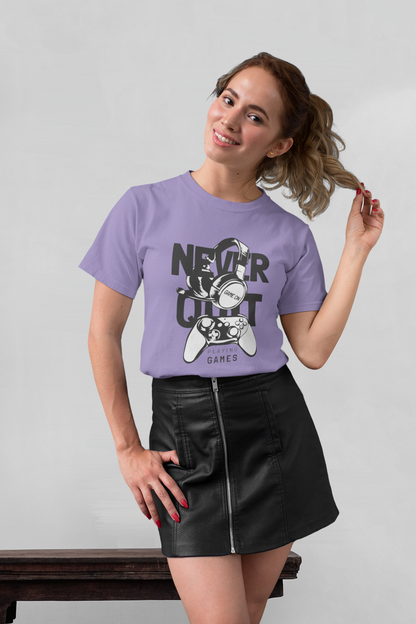 Never Quit Game on Playing Games Front - Unisex Erwachsenen Bio Baumwolle Kurzarm Shirt Creator T-Shirt 2.0 ST/ST SH