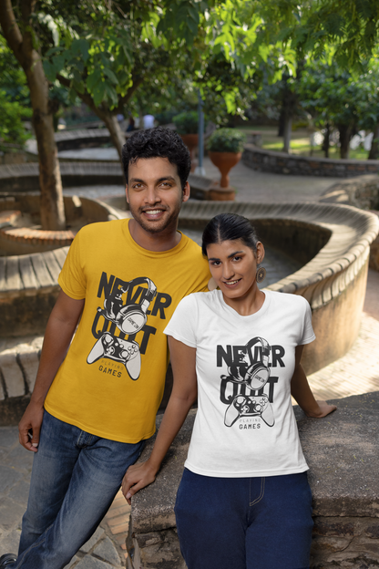 Never Quit Game on Playing Games Front - Unisex Erwachsenen Bio Baumwolle Kurzarm Shirt Creator T-Shirt 2.0 ST/ST SH