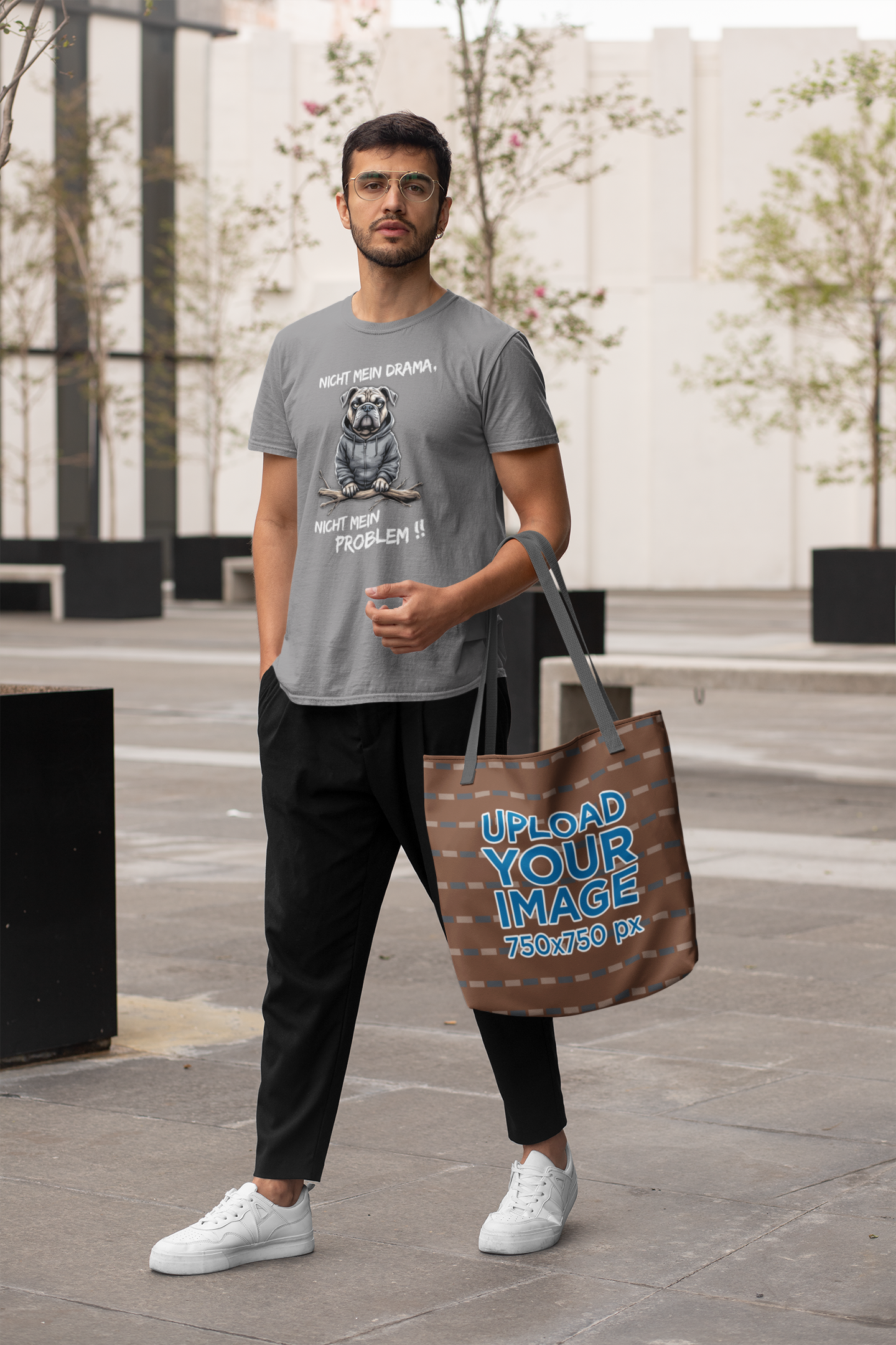 Nicht mein Drama, nicht mein Problem!! Hund Front- Unisex Erwachsenen Bio Baumwolle Kurzarm Shirt Creator T-Shirt 2.0 ST/ST SH