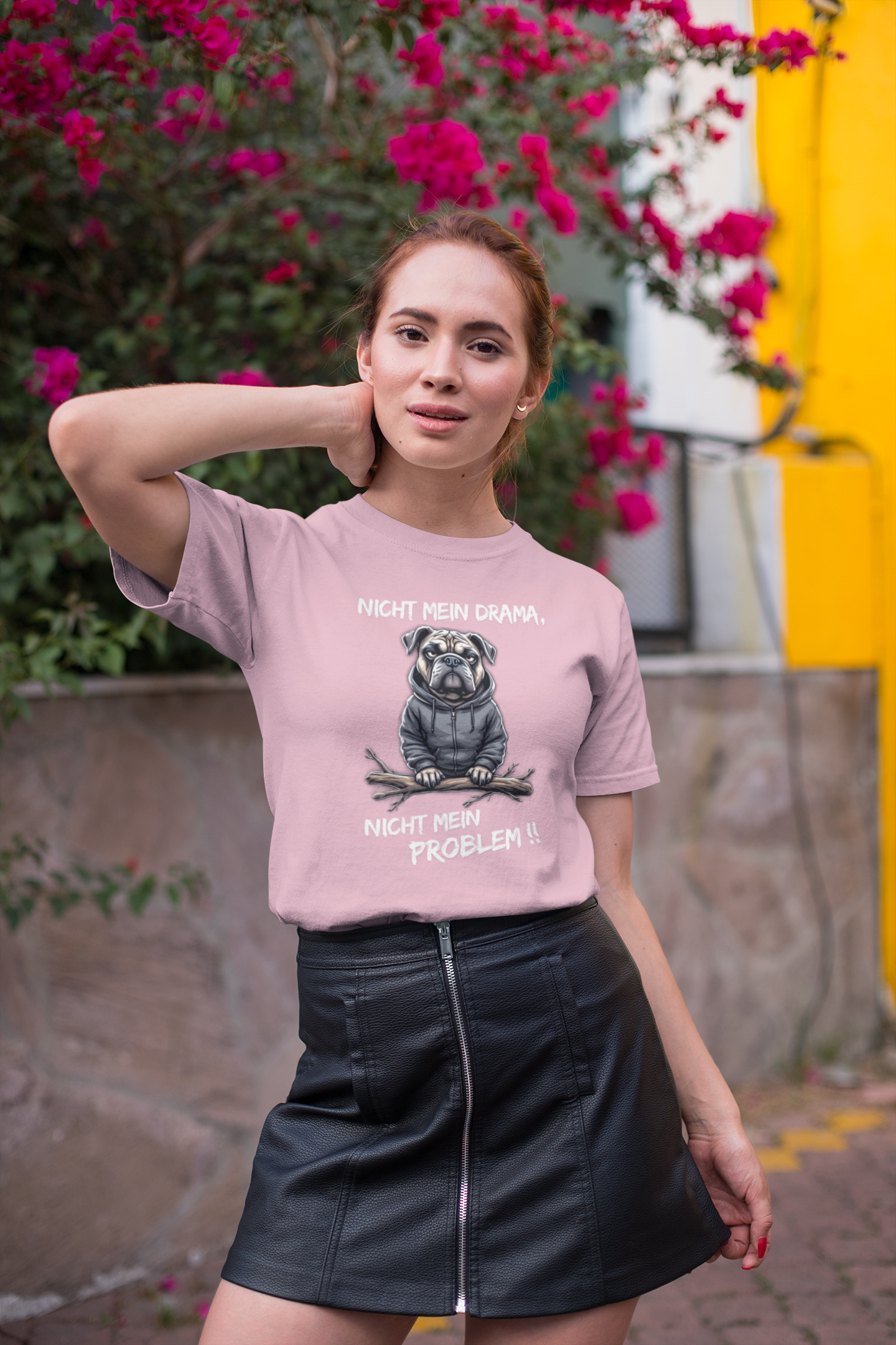 Nicht mein Drama, nicht mein Problem!! Hund Front- Unisex Erwachsenen Bio Baumwolle Kurzarm Shirt Creator T-Shirt 2.0 ST/ST SH