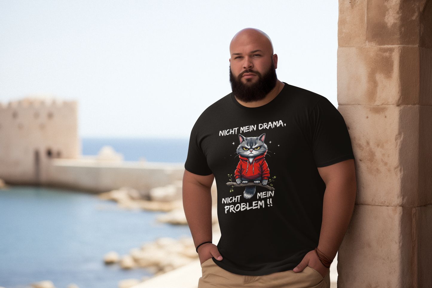 Nicht mein Drama - nicht mein Problem!! Katze - Unisex Erwachsenen Bio Baumwolle Kurzarm Shirt Creator T-Shirt 2.0 ST/St SH