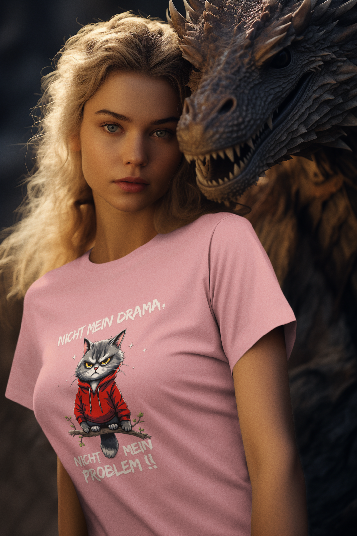 Nicht mein Drama - nicht mein Problem!! Katze - Unisex Erwachsenen Bio Baumwolle Kurzarm Shirt Creator T-Shirt 2.0 ST/St SH