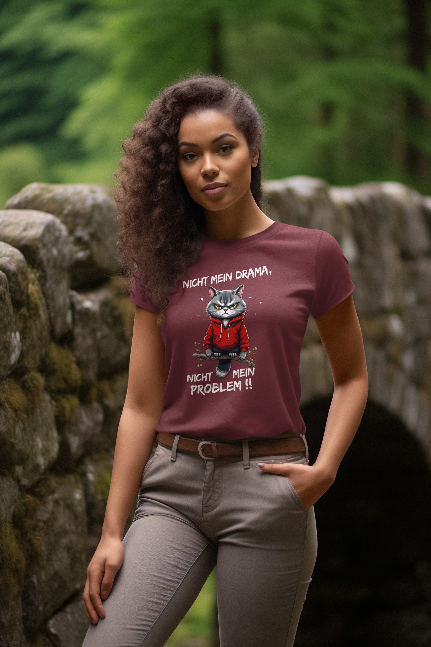 Nicht mein Drama - nicht mein Problem!! Katze - Unisex Erwachsenen Bio Baumwolle Kurzarm Shirt Creator T-Shirt 2.0 ST/St SH