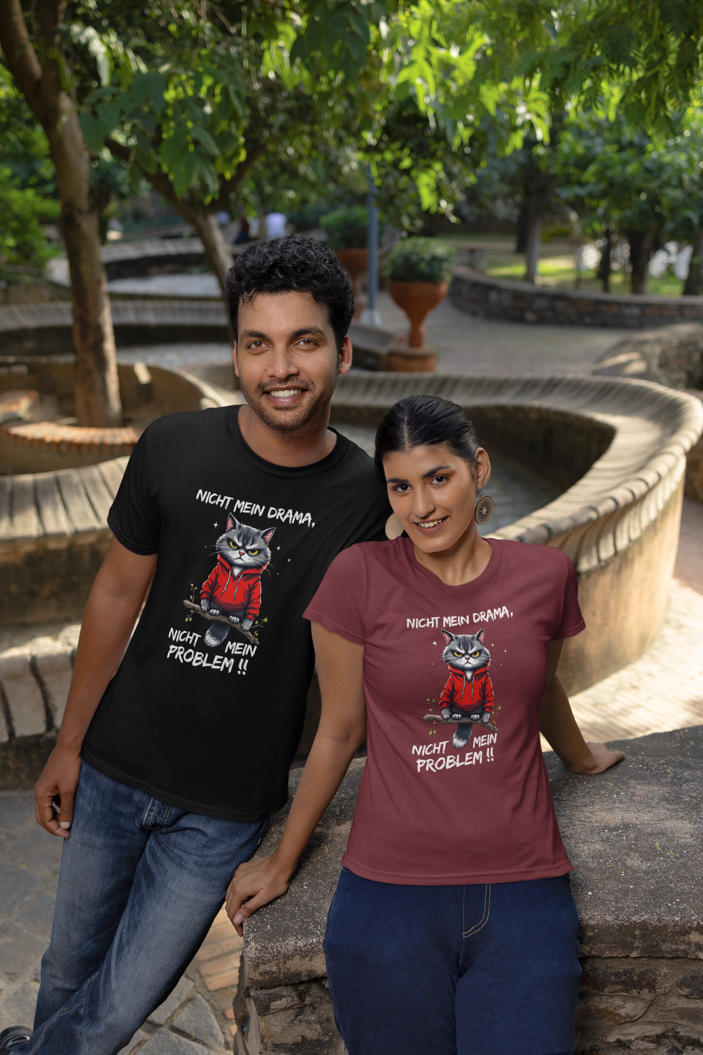 Nicht mein Drama - nicht mein Problem!! Katze - Unisex Erwachsenen Bio Baumwolle Kurzarm Shirt Creator T-Shirt 2.0 ST/St SH