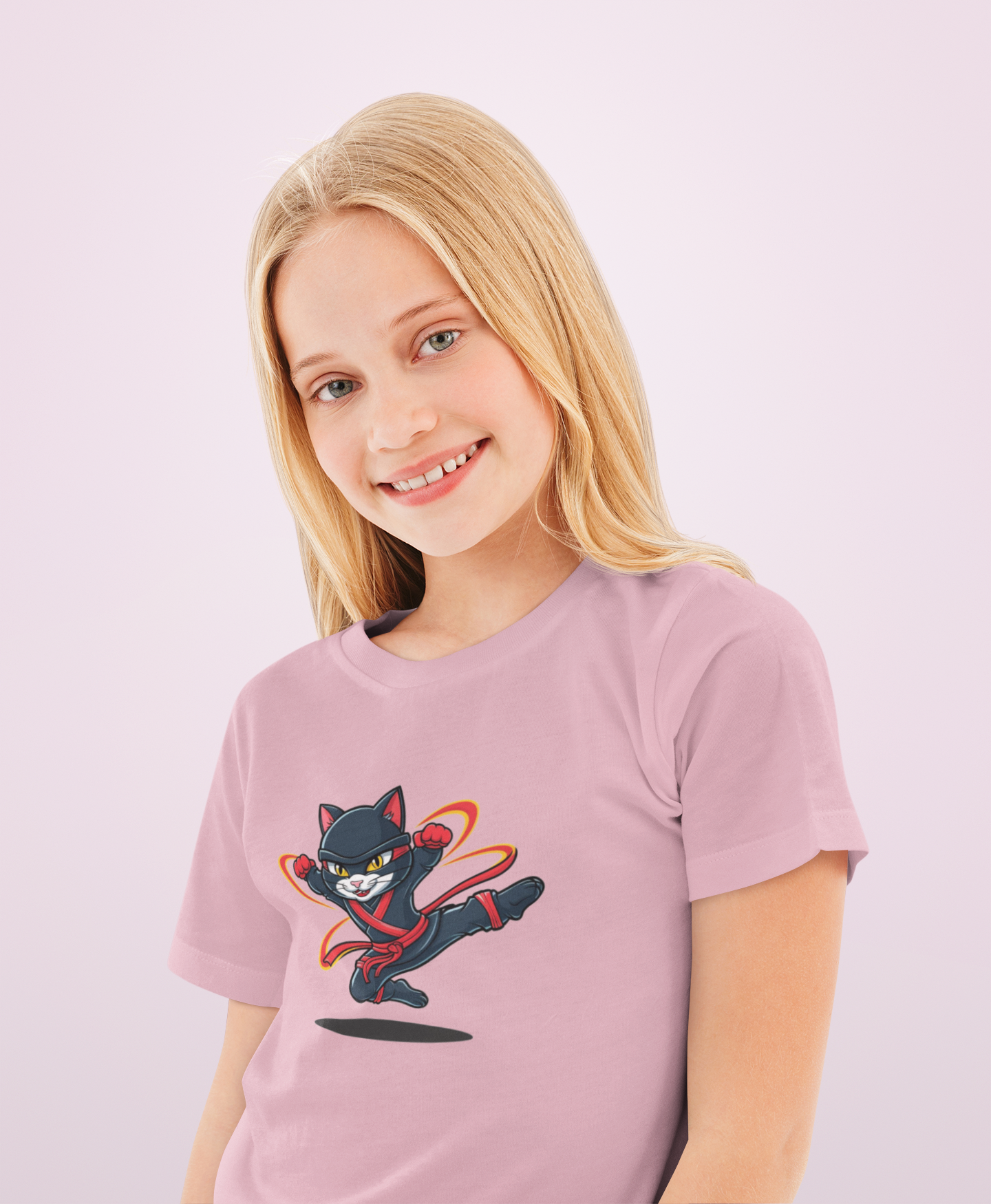 Tornado Kinder T-Shirt Kurzarm-Shirt Bio Baumwolle Hochwertig - Katze Tornado Little Ninja Hero - Mini Creator 2 T-Shirt ST/ST SH