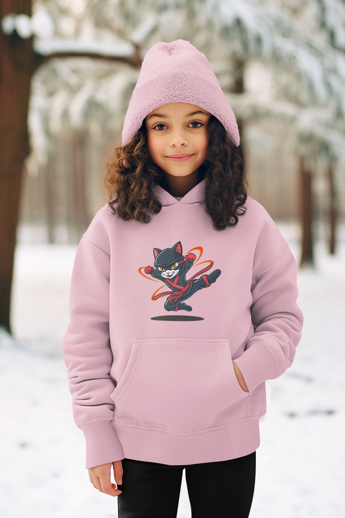 Tornado Kinder Hoodie Pullover Bio Baumwolle Hochwertig Langlebig - Katze Tornado Little Ninja Hero - Mini Cruiser Hoodie 2 ST/ST SH