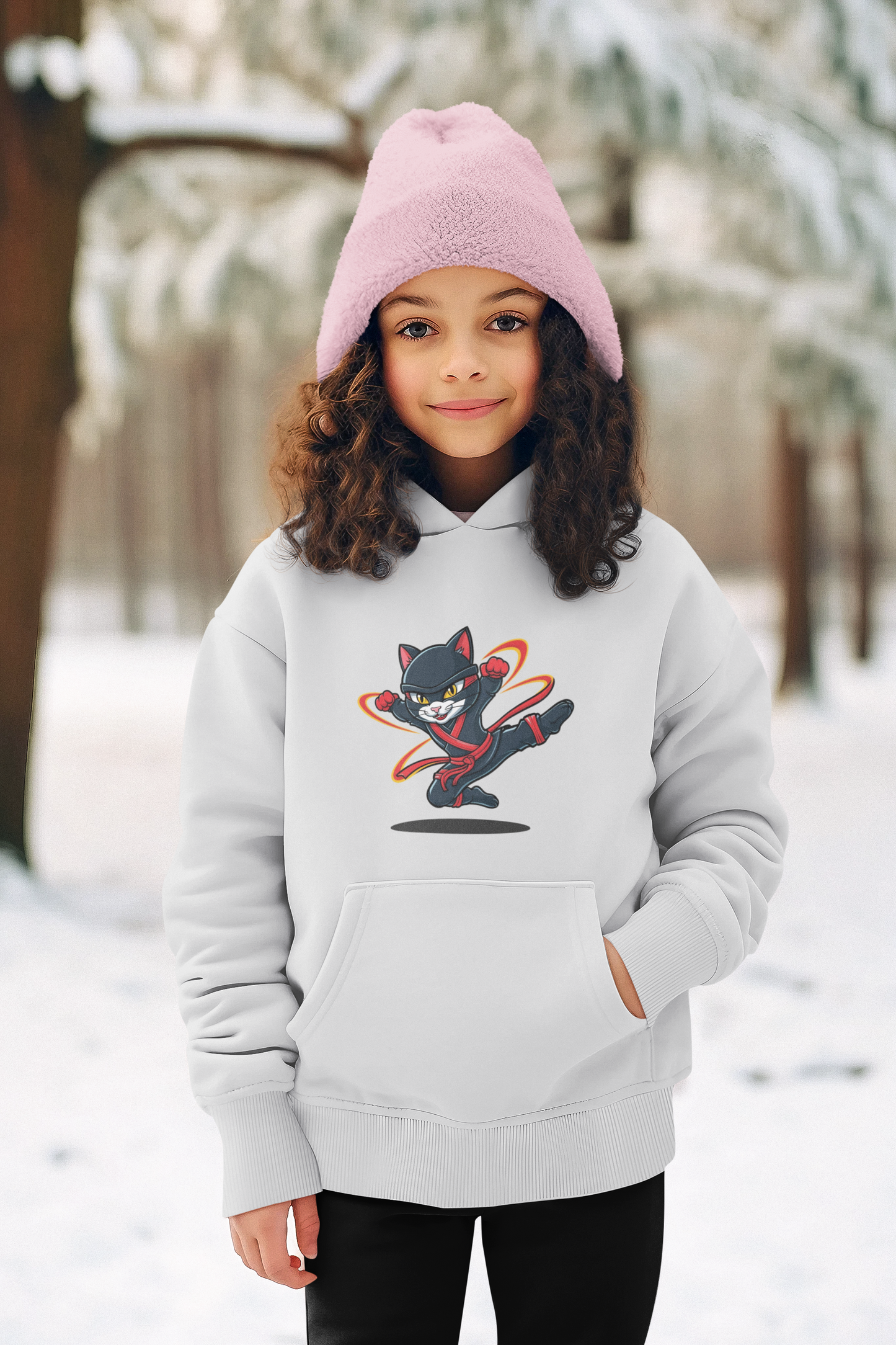 Tornado Kinder Hoodie Pullover Bio Baumwolle Hochwertig Langlebig - Katze Tornado Little Ninja Hero - Mini Cruiser Hoodie 2 ST/ST SH