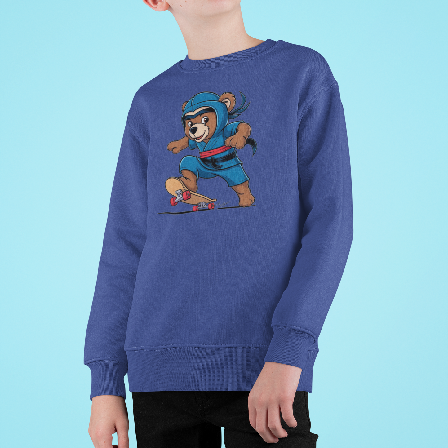 Teddy Blitz Kinder Pullover Sweatshirt Bio Baumwolle Hochwertig Langlebig - Teddy Blitz Little Ninja Skater Hero - Mini Changer 2 ST/ST SH