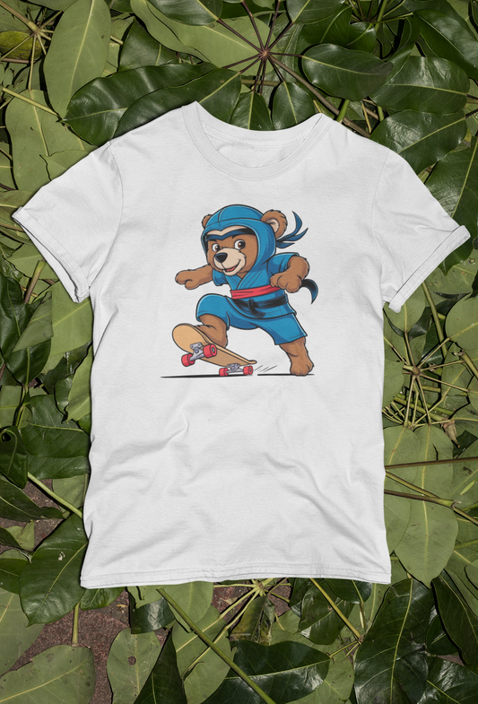 Teddy Blitz Kinder T-Shirt Kurzarm-Shirt Bio Baumwolle Hochwertig - Teddy Blitz Little Ninja Skater Hero - Mini Creator 2 T-Shirt ST/ST SH