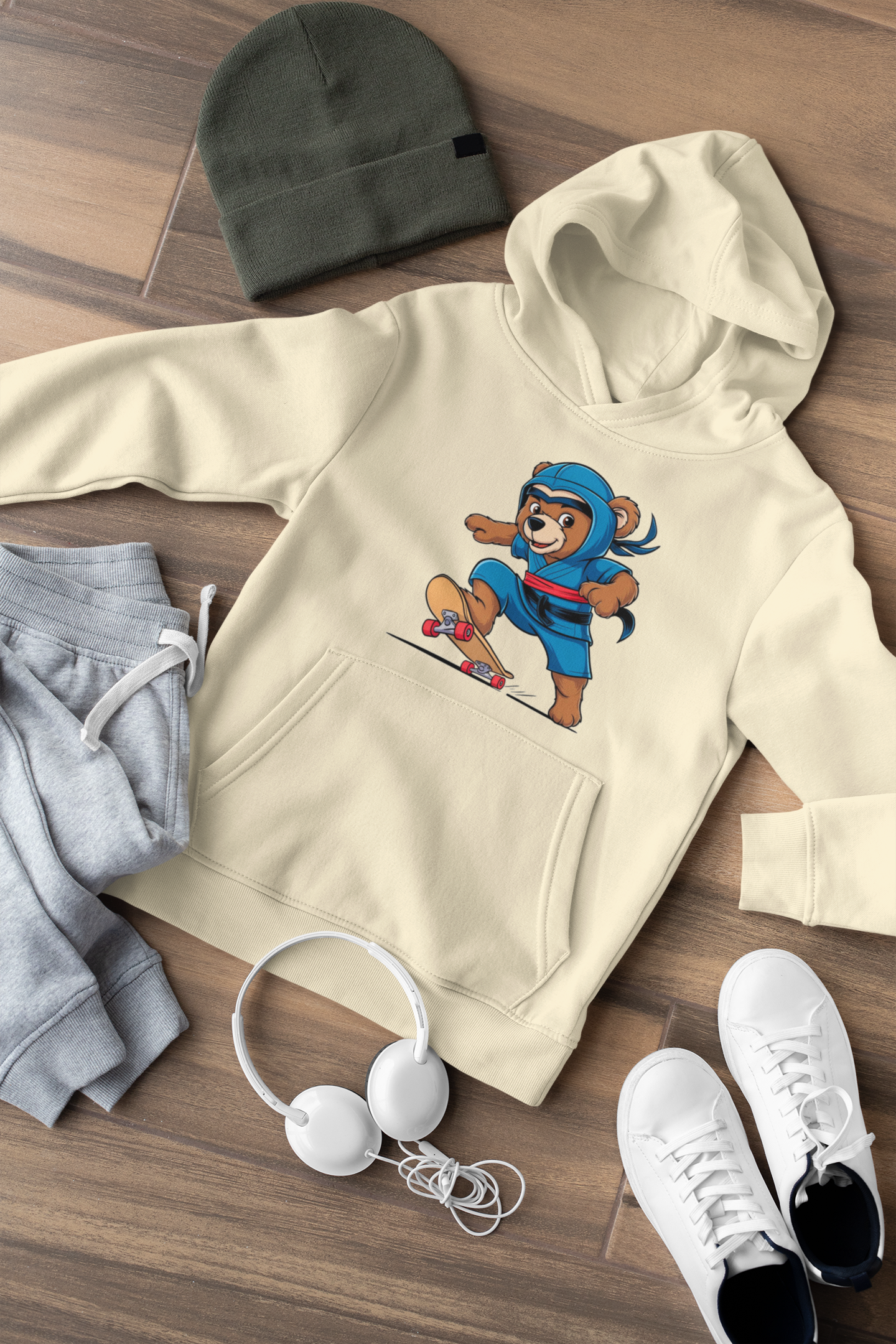 Teddy Blitz Kinder Hoodie Pullover Bio Baumwolle Hochwertig Langlebig- Teddy Blitz Little Ninja Skater Hero - Mini Cruiser 2 Hoodie ST/ST SH