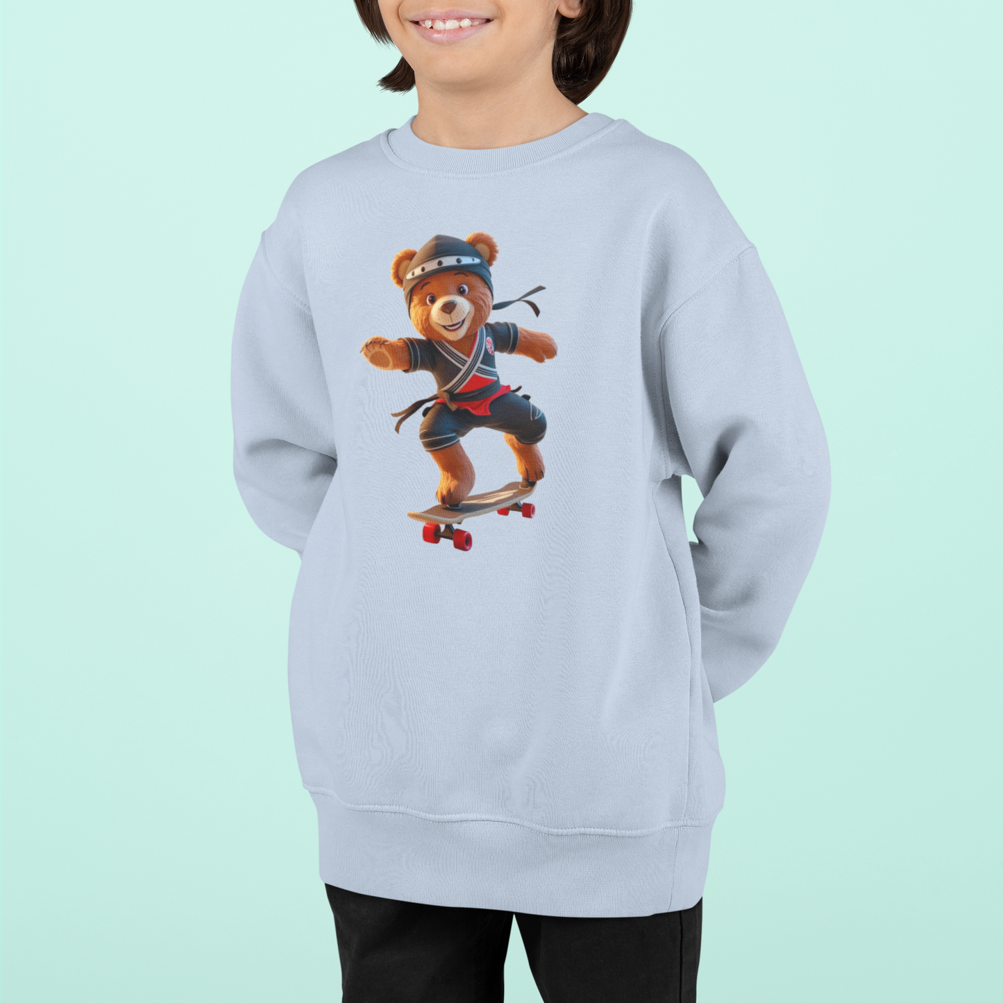 Ninja Teddy Racer Skater - Unisex Kinder Mini Changer Sweatshirt SH