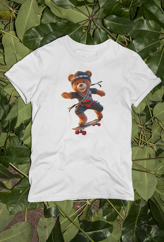 Teddy Racer Kinder T-Shirt Kurzarm-Shirt Bio Baumwolle Hochwertig - Teddy Racer Little Ninja Skater Hero - Mini Creator T-Shirt 2.0 ST/ST SH